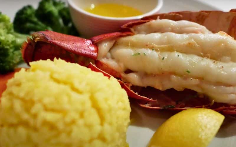 A close up photo of the lobster dish on Royal Caribbean