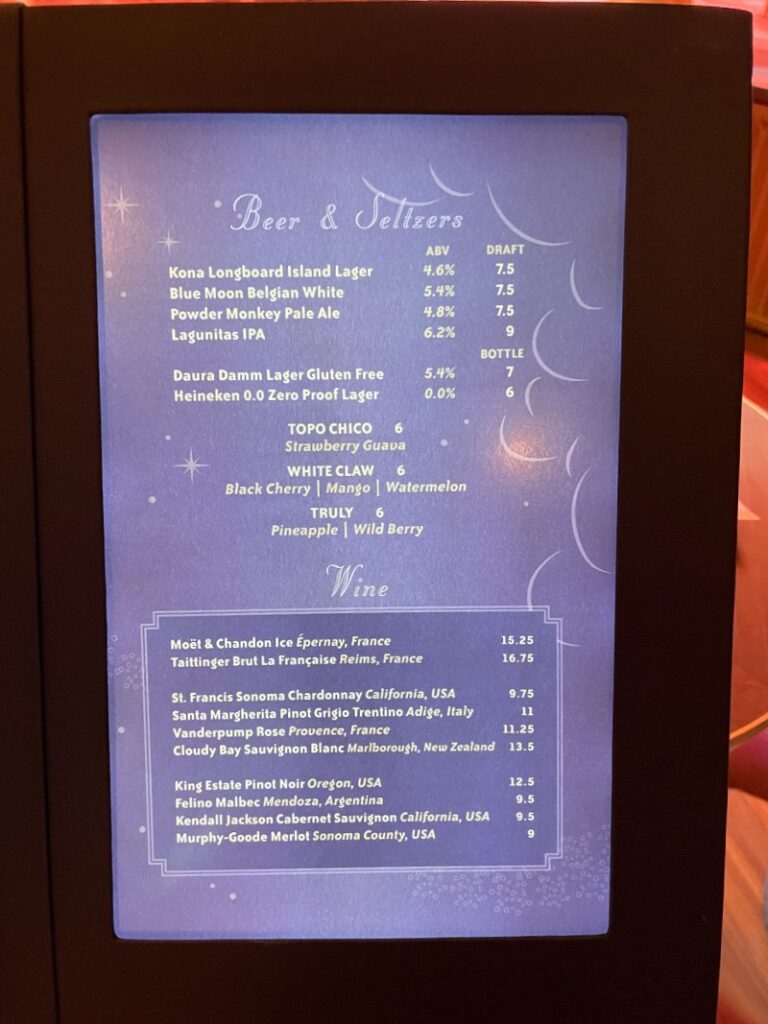 Luna Drinks Menu