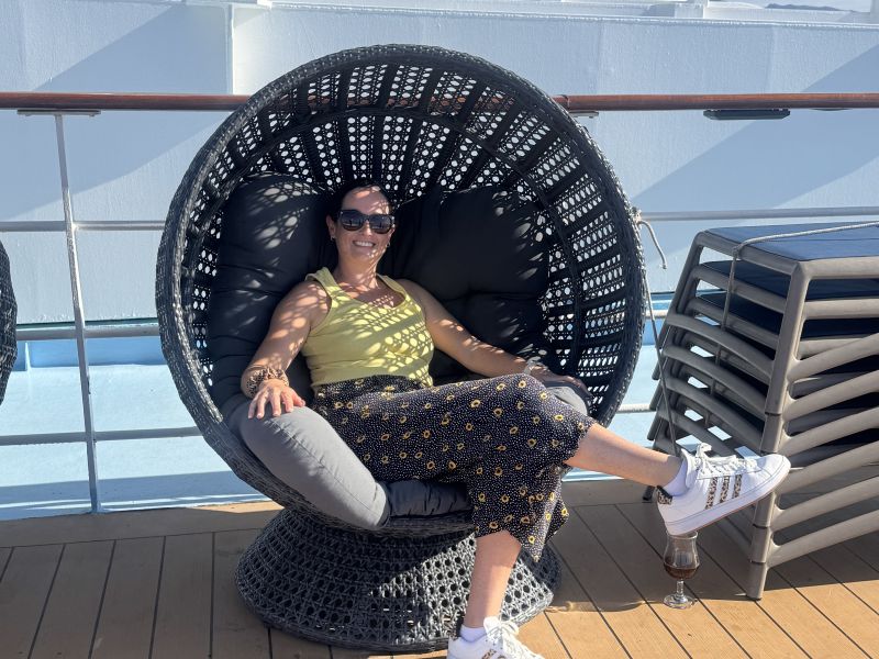 Jenni relaxing on a Marella cruise