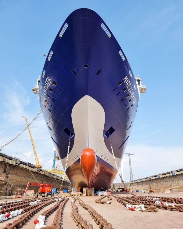 Cruise ship in dry dock