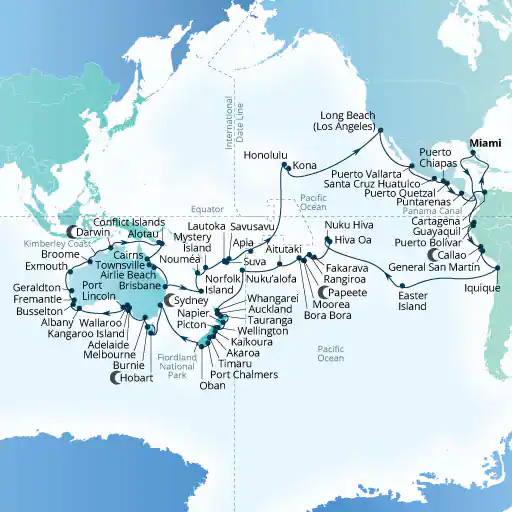 Miami round-trip world cruise with Seabourn for 2027