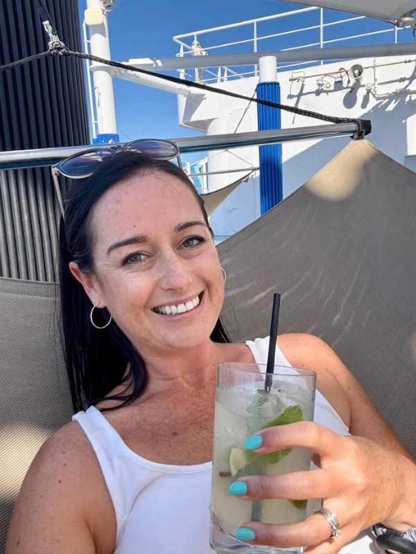 Me with a mojito in a hammock