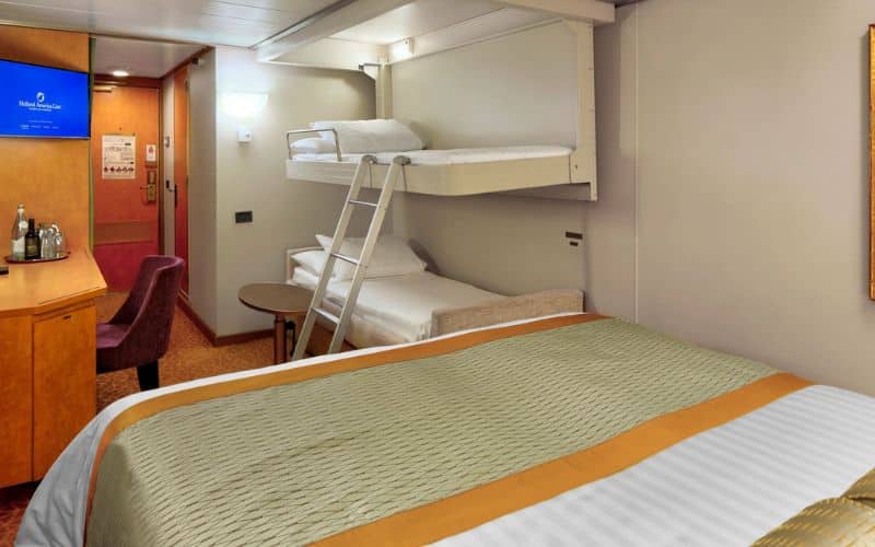 Ocean View Stateroom on MS Zuiderdam with extra beds