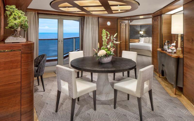 Pinnacle Suite dining room on Holland America Line cruise ship
