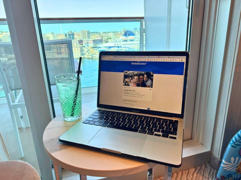 Laptop logged into Princess Premier MedallionNet wifi