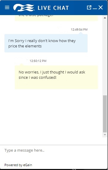My live chat with Princess Cruises support