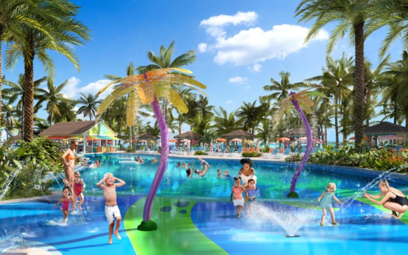 An image depicting what the new Royal Carribean beach club will look like.