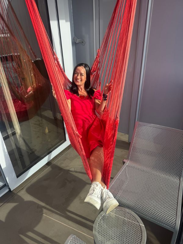 Cruise Mummy on balcony Scarlet Lady