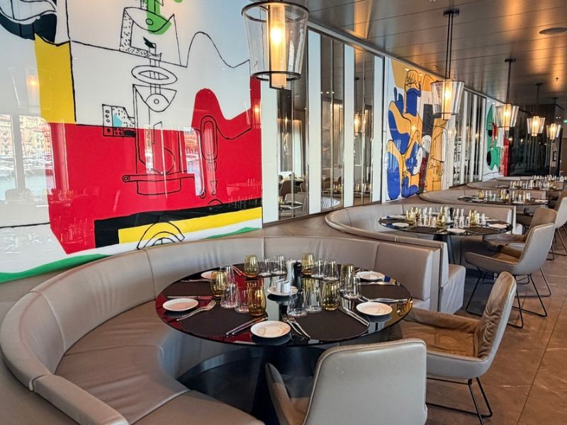 Scenic Eclipse restaurant with shared table