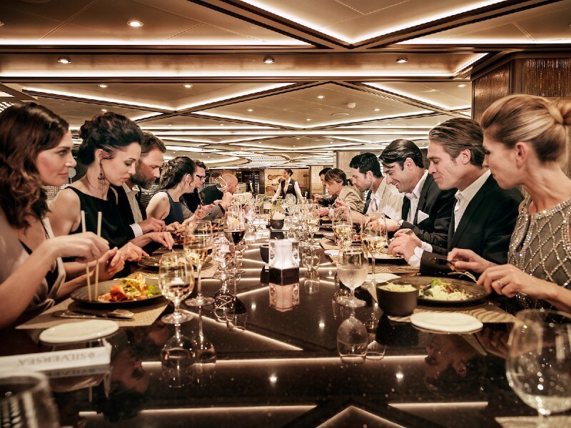 Large shared table on Silversea