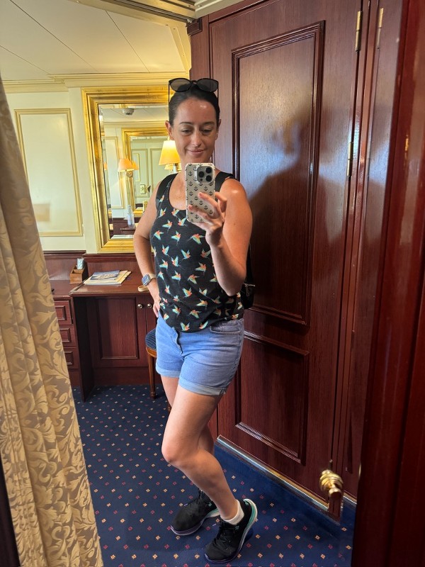 Cruise Mummy wearing clothes for an excursion
