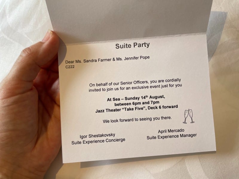 Princess cruises suite party invitation