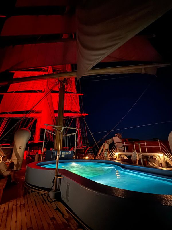 Royal Clipper at night