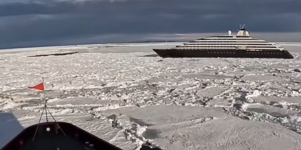 Scenic Eclipse II surrounded by ice in Antarctica
