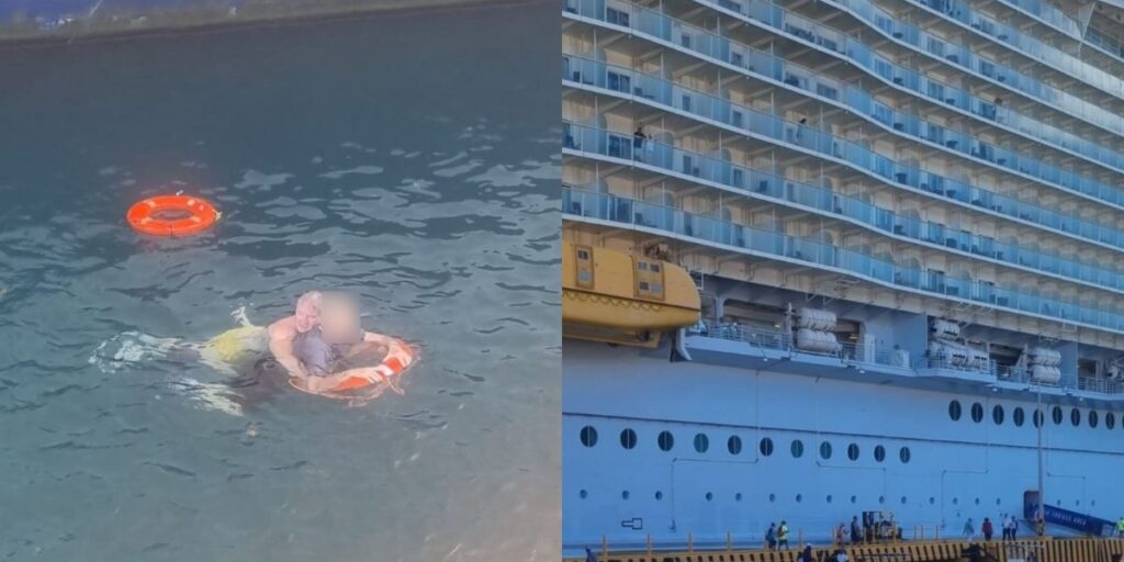 Firefighter rescues overboard passenger from cruise ship