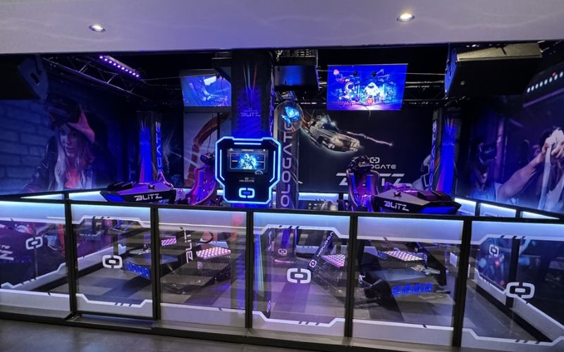 A futuristic-looking virtual reality arcade room onboard that's included on the MSC FUN PASS