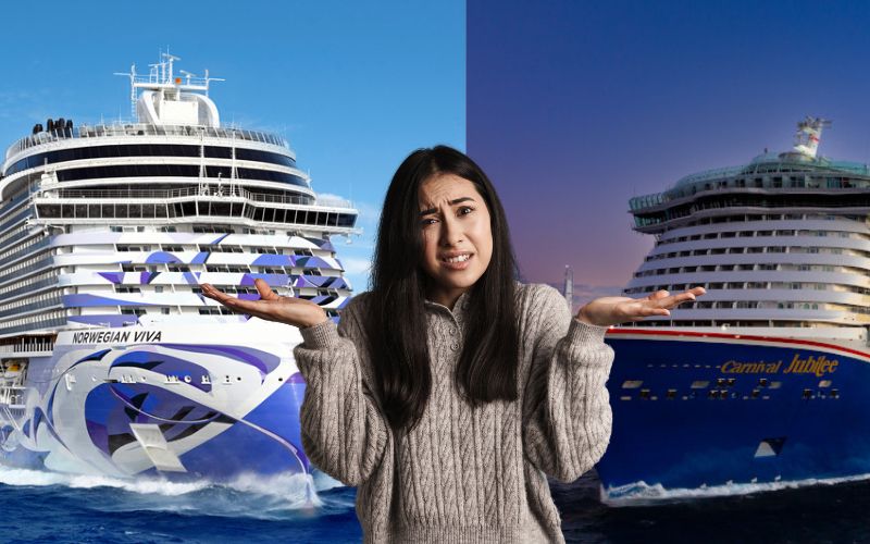 A lady confused on what to choose on carnival vs NCL cruise ship.