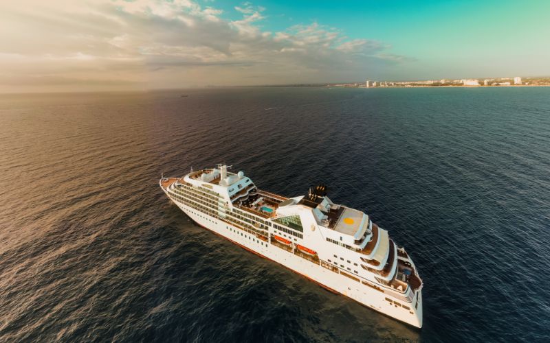 Seabourn cruise ship at sea