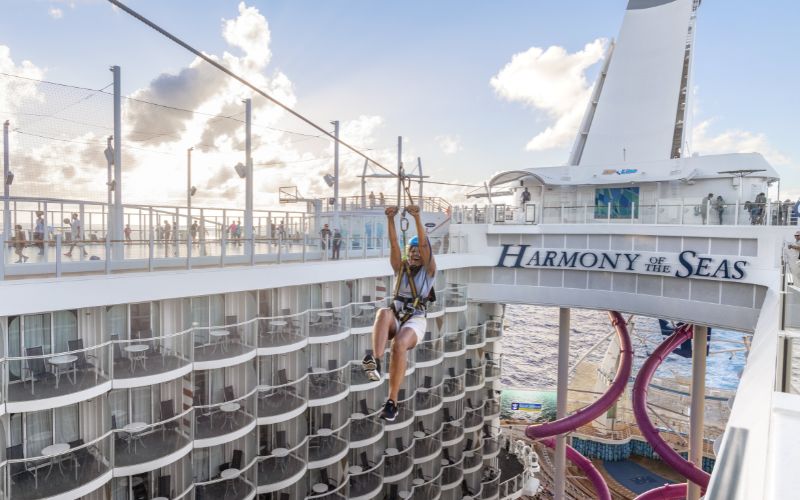 Zip line on Harmony of the Seas