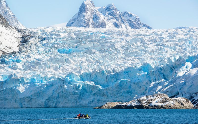 Zodiac boat in Greenland