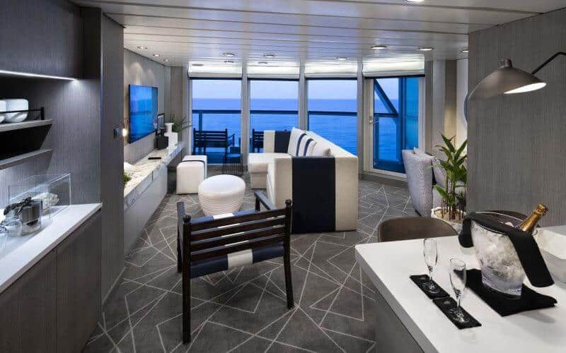 a bottle of wine inside celebrity suite