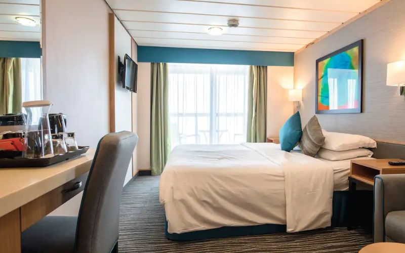 The inside look of a balcony cabin