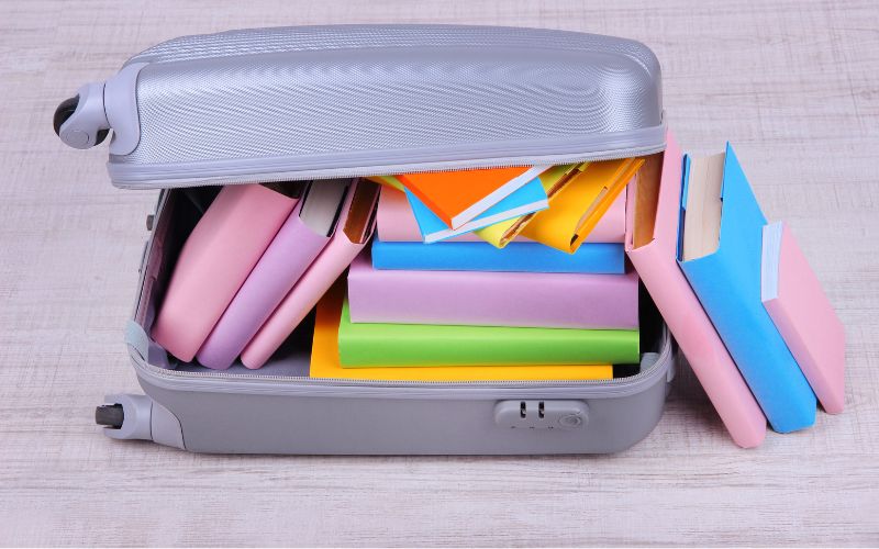Books in suitcase