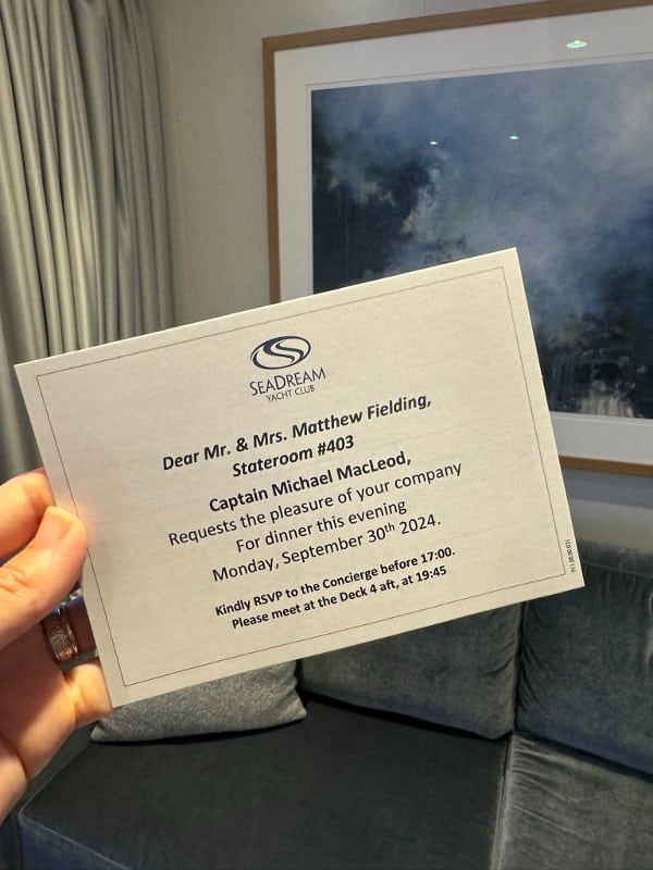 Invite to Captains Dinner