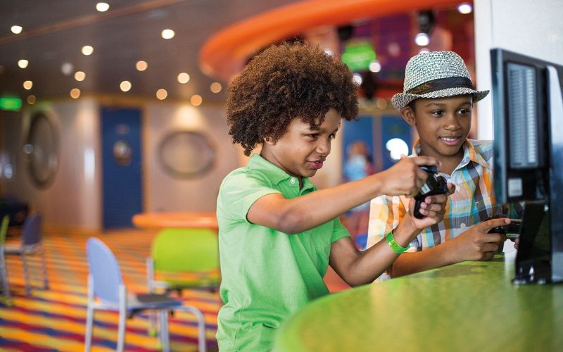 two boys playing computer games
