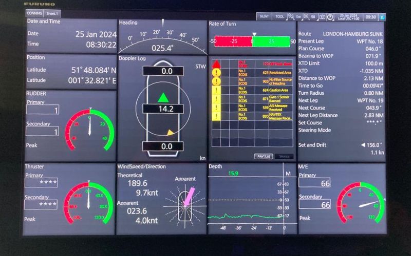 Cruise ship conning display monitor 