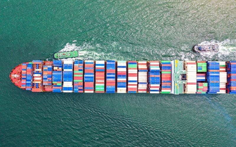 container ship and pilot