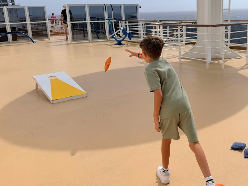 playing cornhole