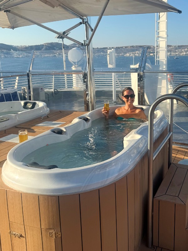 enjoying the couples jacuzzi