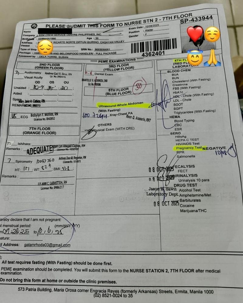crew member medical form