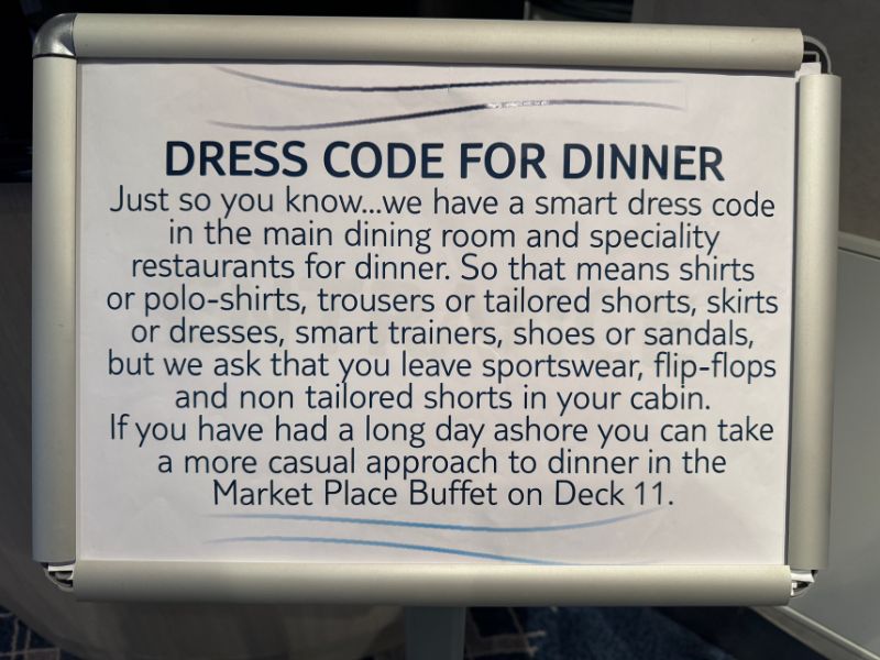cruise dress code sign