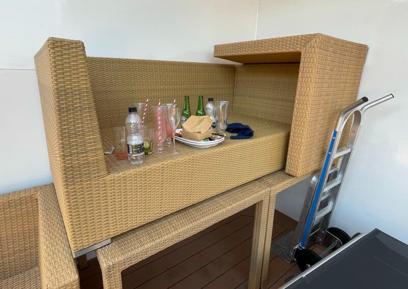 Empty glasses in a corner