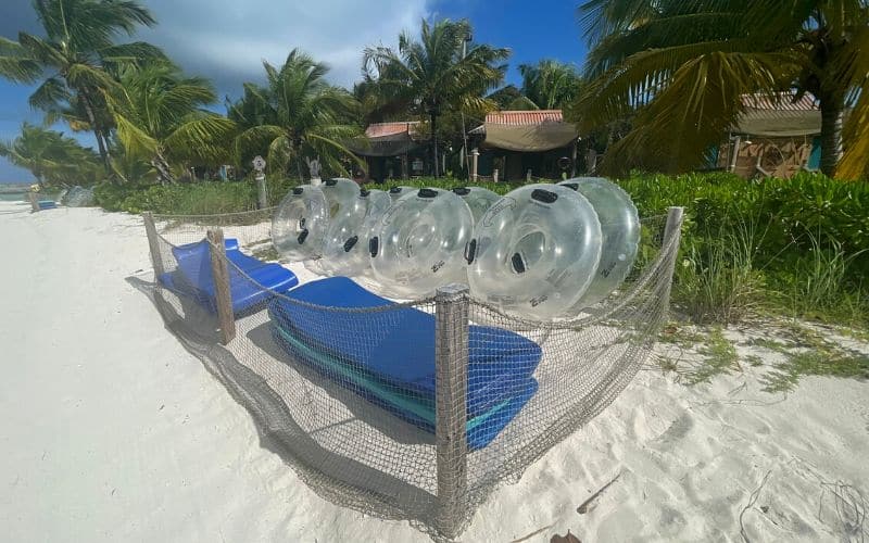 floats and tubes on the beach