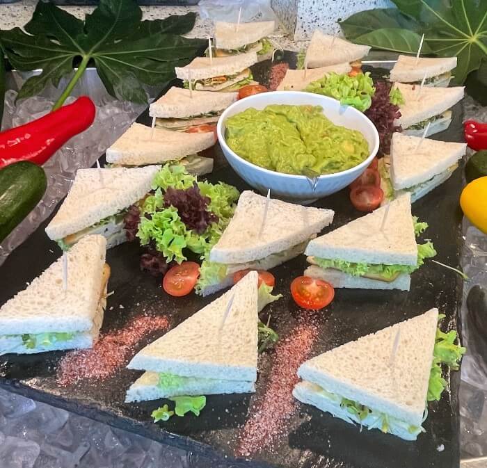 guacamole and sandwiches