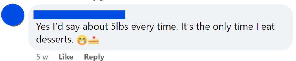 Yes I’d say about 5lbs every time. It’s the only time I eat desserts. 