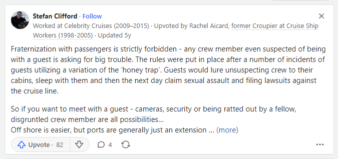 Fraternisation with passengers is strictly forbidden