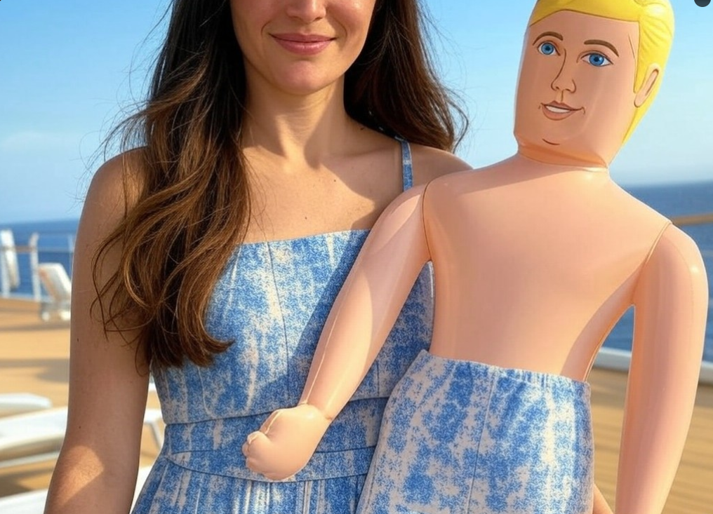 woman with inflatable doll on a cruise