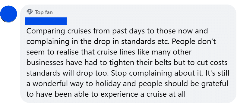 Top fan comment