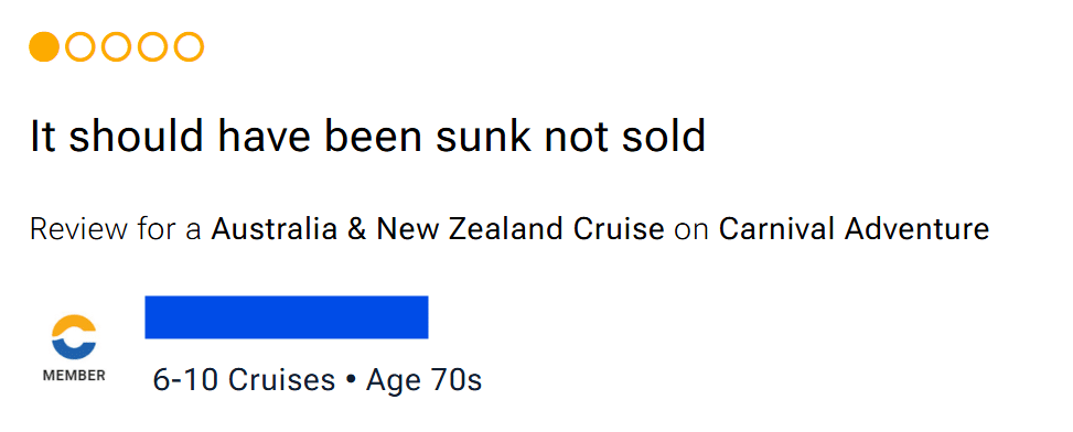 "It should have been sunk not sold"