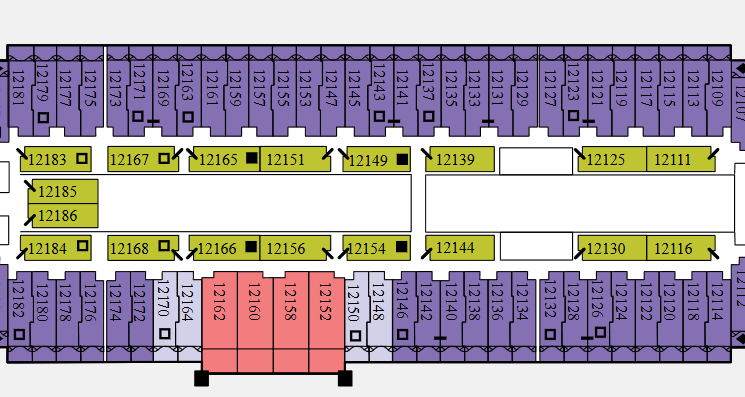 Celebrity Apex deck plans showing rooms under the pool deck