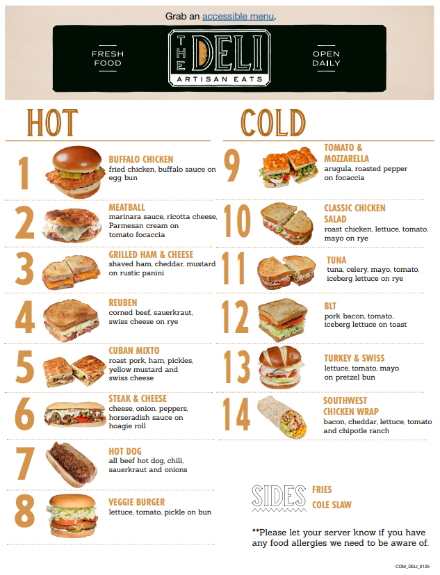 Carnival Deli Menu