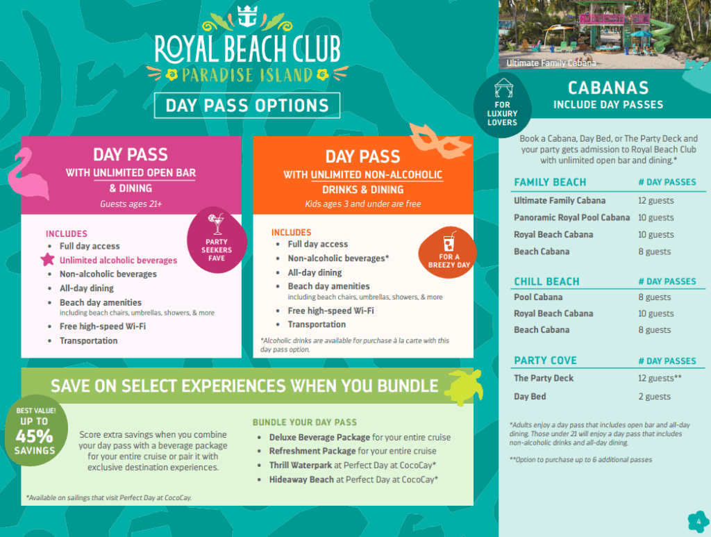 Day pass options
