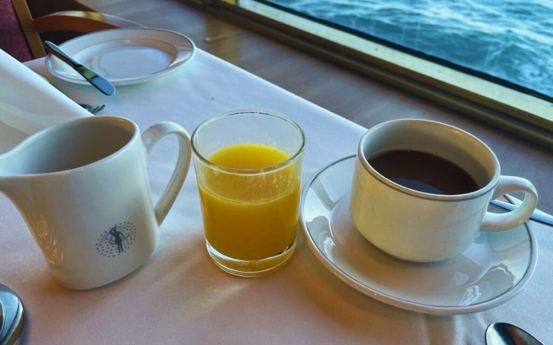 juice and coffee in breakfast buffet - Fred. Olsen