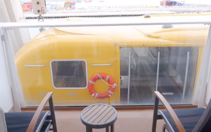 View of a lifeboat from the balcony