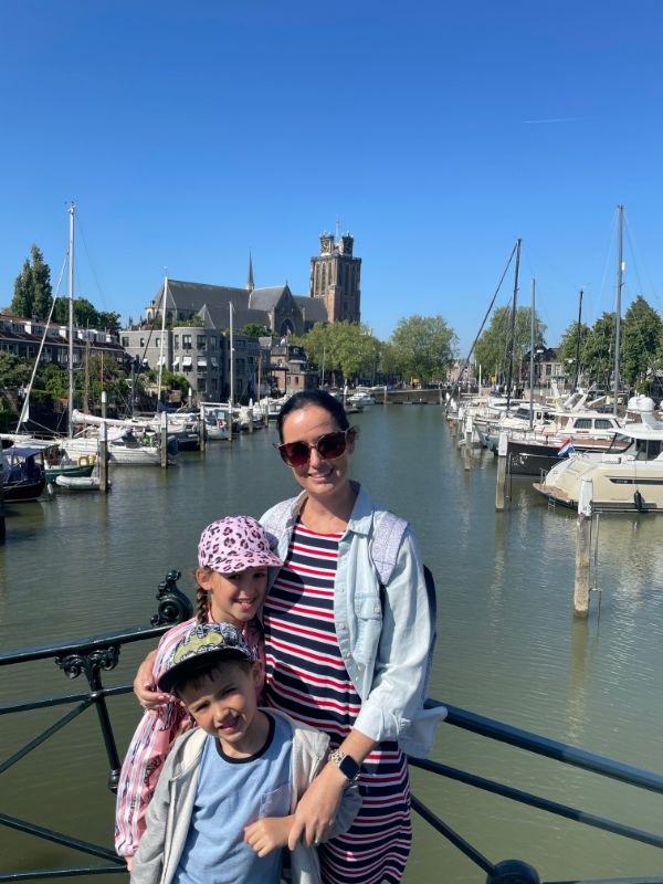 me and the kids with yachts in Germany