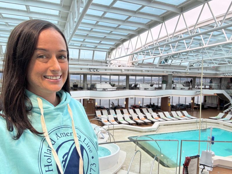 Jenni on HAL cruise hoodie